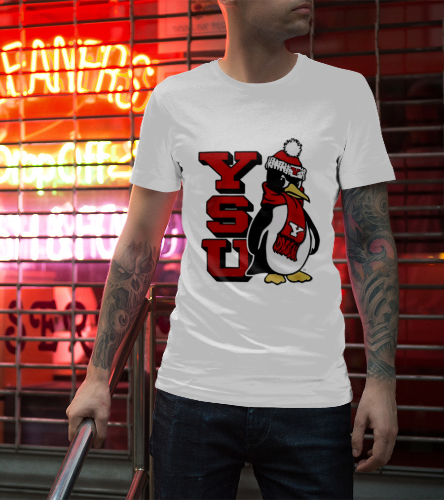 Youngstown State University YSU Penguin Winter Hat Scarf T-Shirt