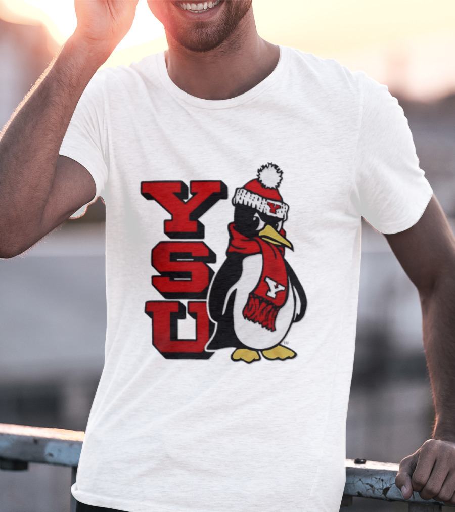 Youngstown State University YSU Penguin Winter Hat Scarf T-Shirt