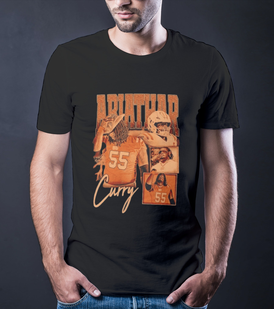 Ariathar Curry 55 Football Player Portrait Montage T-Shirt