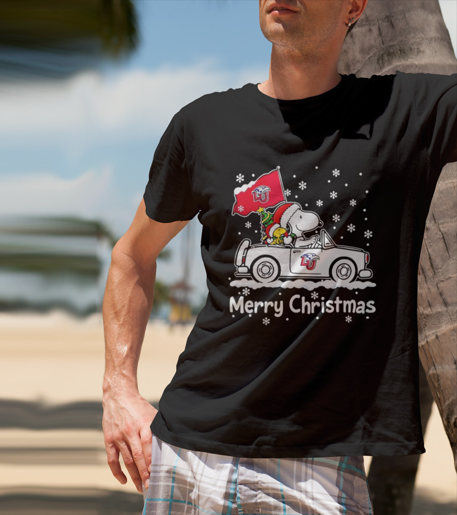 Liberty Flames Snoopy Woodstock Driving Car Merry Christmas Holiday T-Shirt