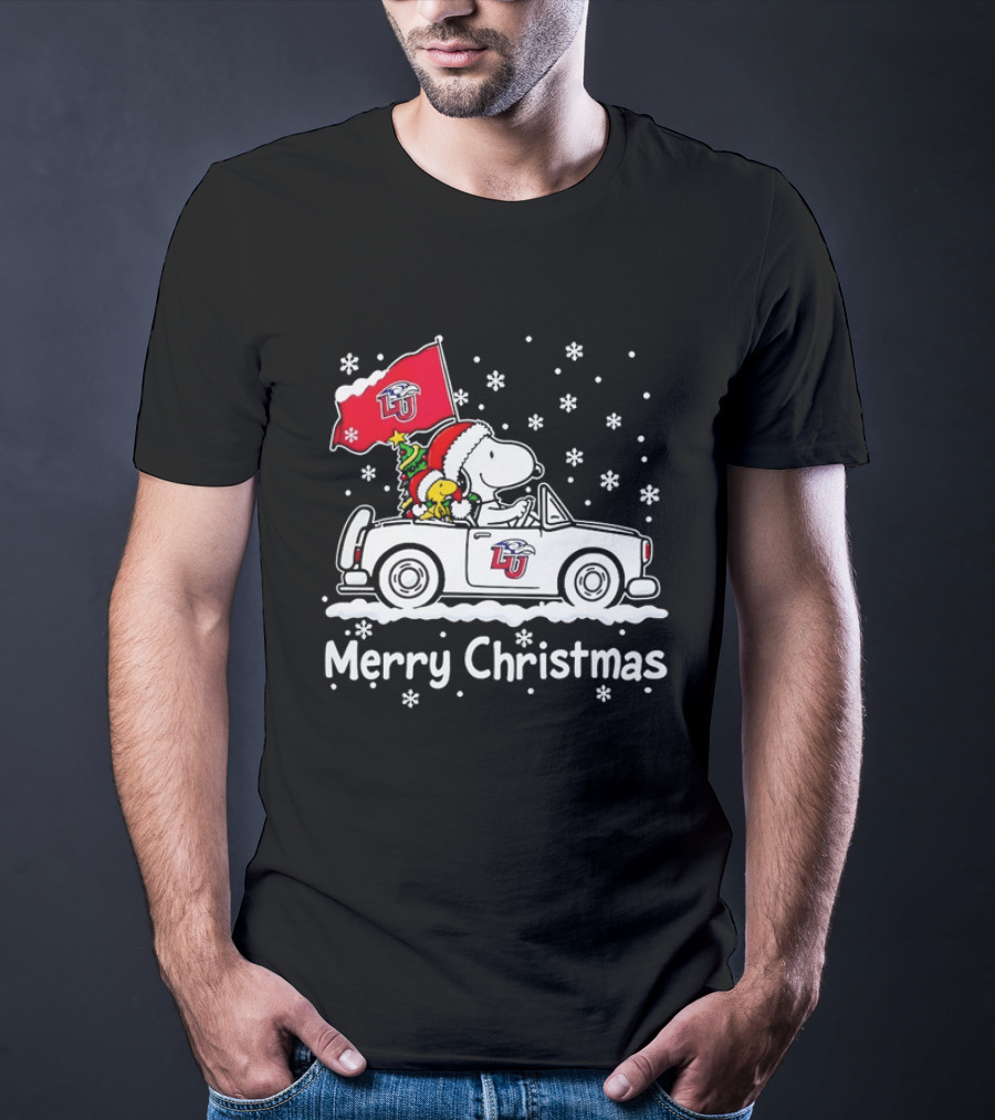 Liberty Flames Snoopy Woodstock Driving Car Merry Christmas Holiday T-Shirt