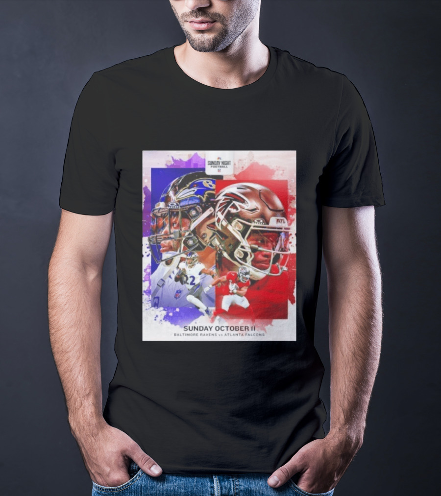 Sunday Night Football October 11 Baltimore Ravens Vs Atlanta Falcons NFL Matchup T-Shirt