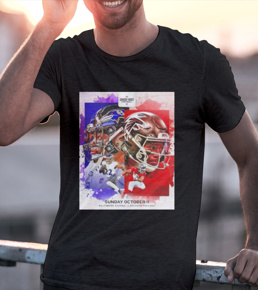 Sunday Night Football October 11 Baltimore Ravens Vs Atlanta Falcons NFL Matchup T-Shirt
