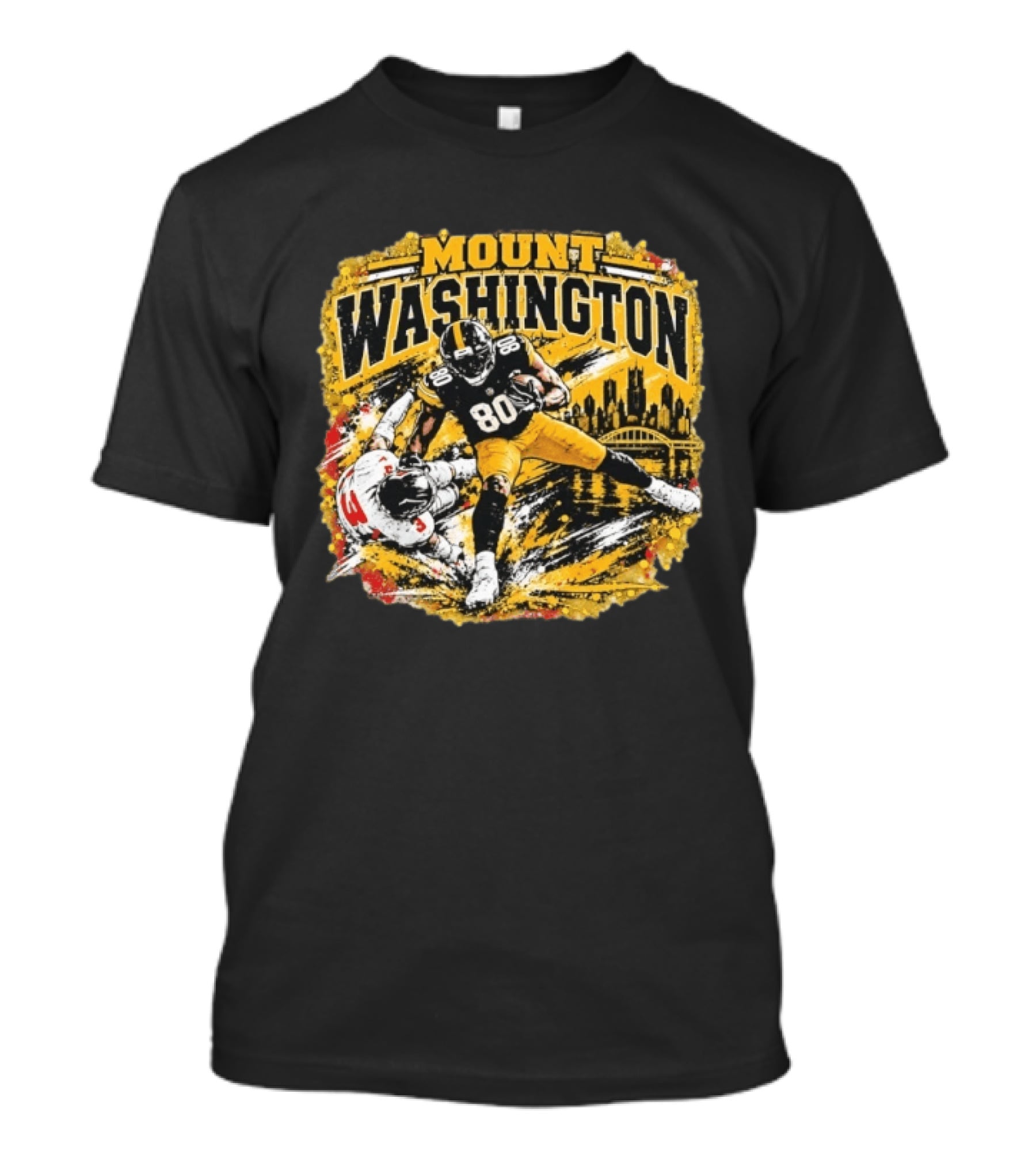 Mount Washington Pittsburgh Steelers 80 Football Distressed T-Shirt