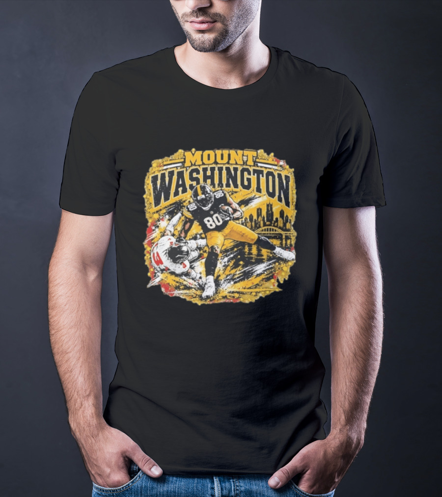Mount Washington Pittsburgh Steelers 80 Football Distressed T-Shirt