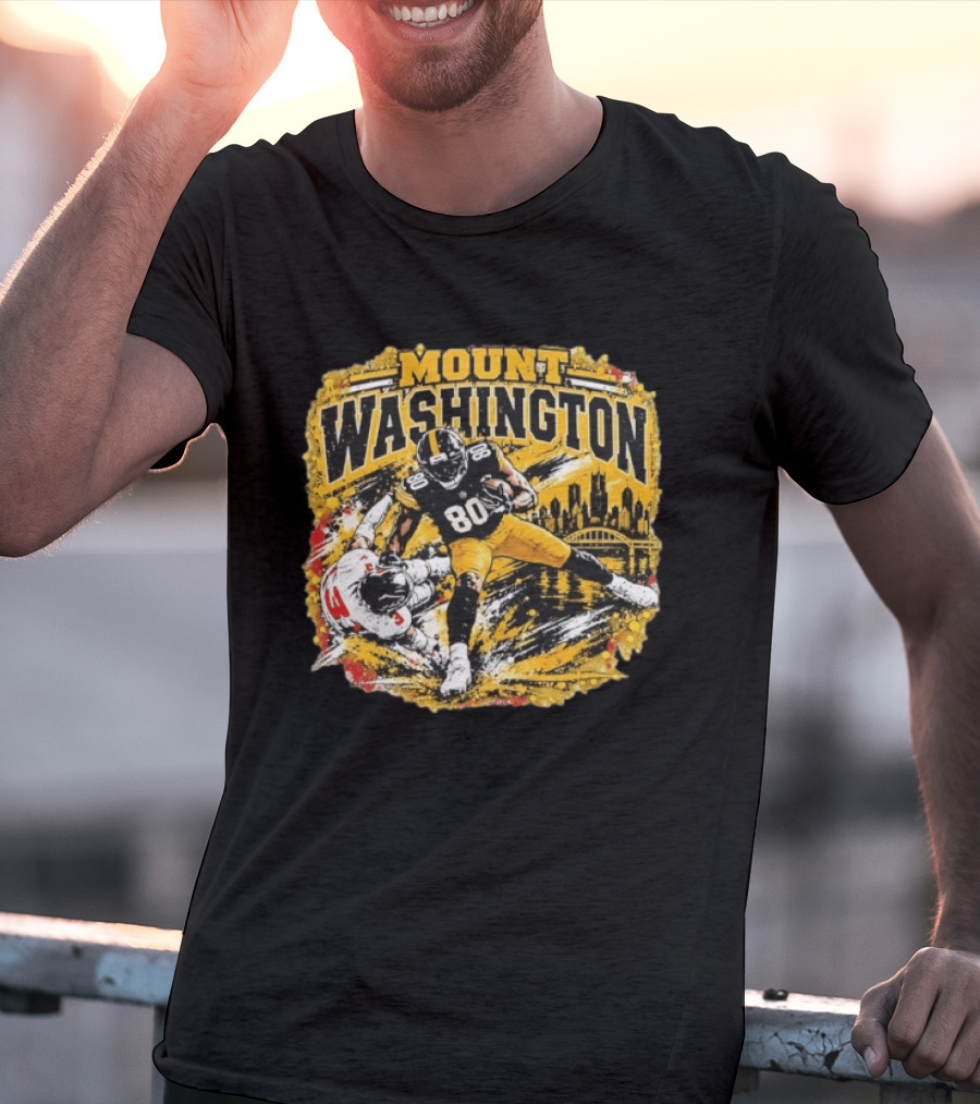 Mount Washington Pittsburgh Steelers 80 Football Distressed T-Shirt