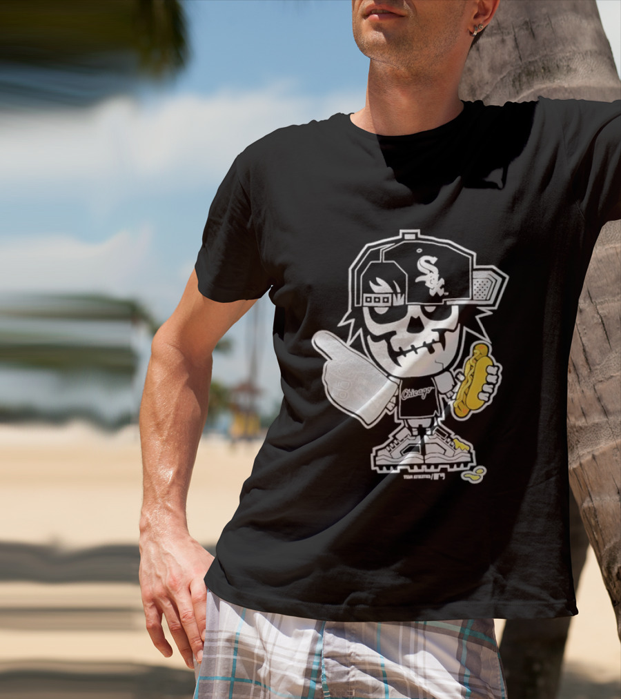 Chicago White Sox Skeleton No 1 Foam Finger Hot Dog Cap T-Shirt