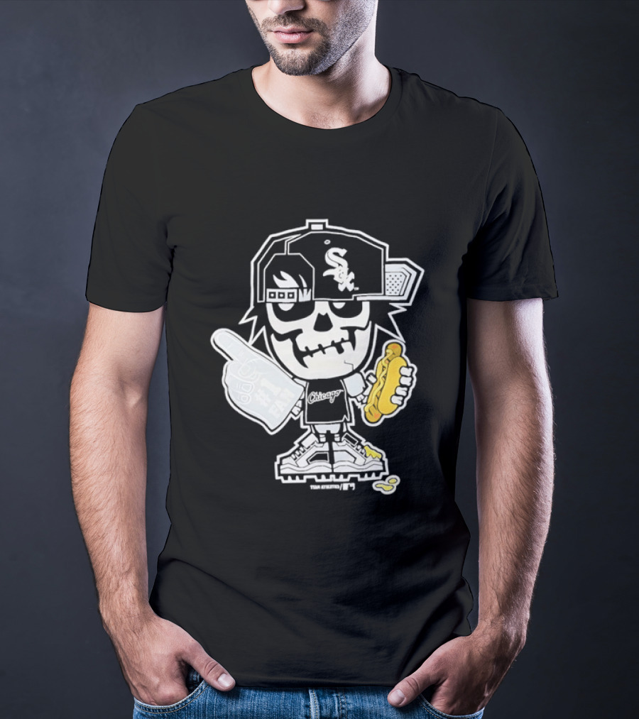 Chicago White Sox Skeleton No 1 Foam Finger Hot Dog Cap T-Shirt