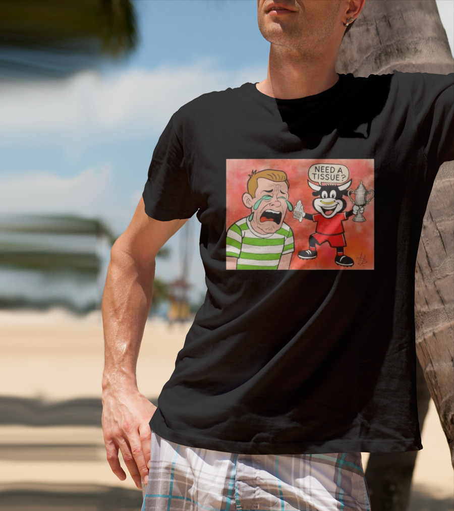 Need A Tissue Aberdeen FC Taunting Crying Celtic Cartoon Trophy T-Shirt