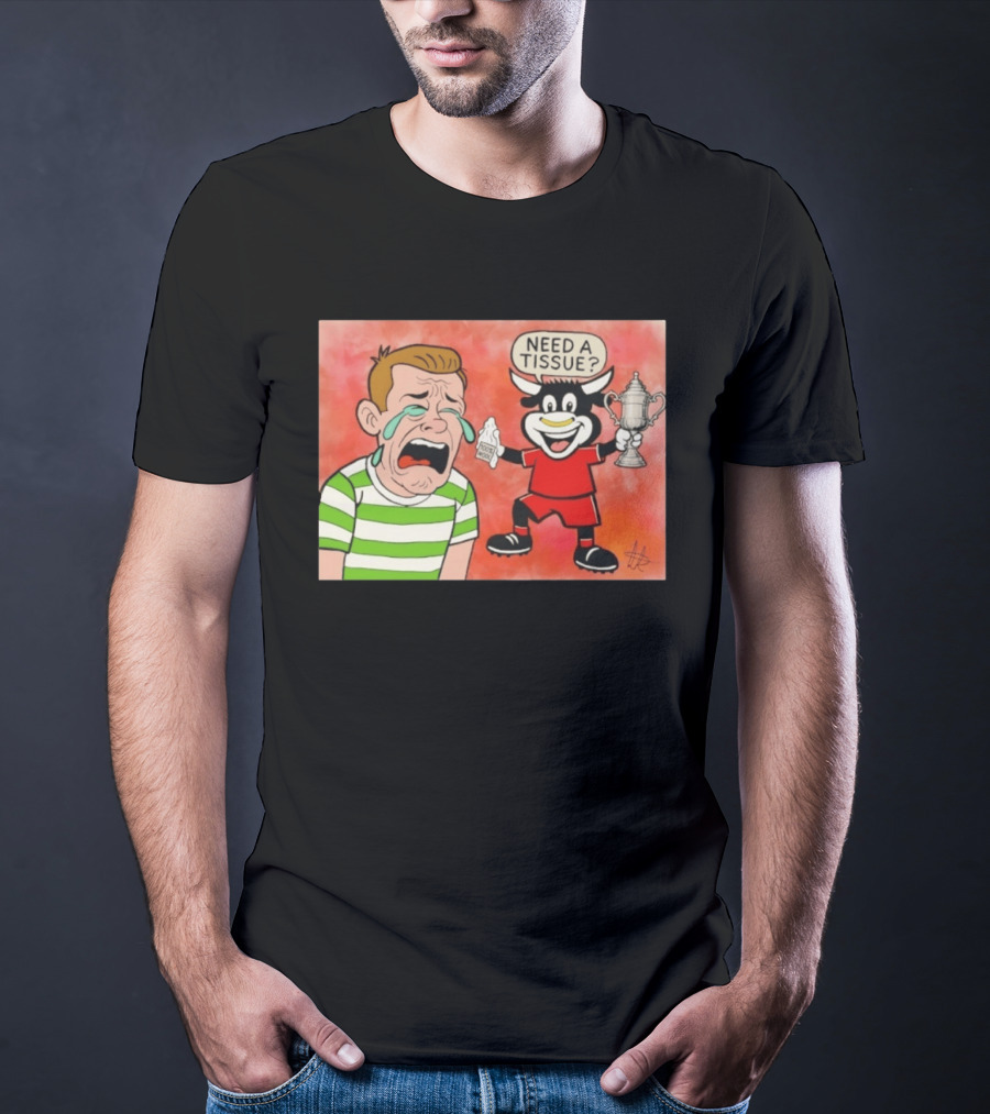 Need A Tissue Aberdeen FC Taunting Crying Celtic Cartoon Trophy T-Shirt