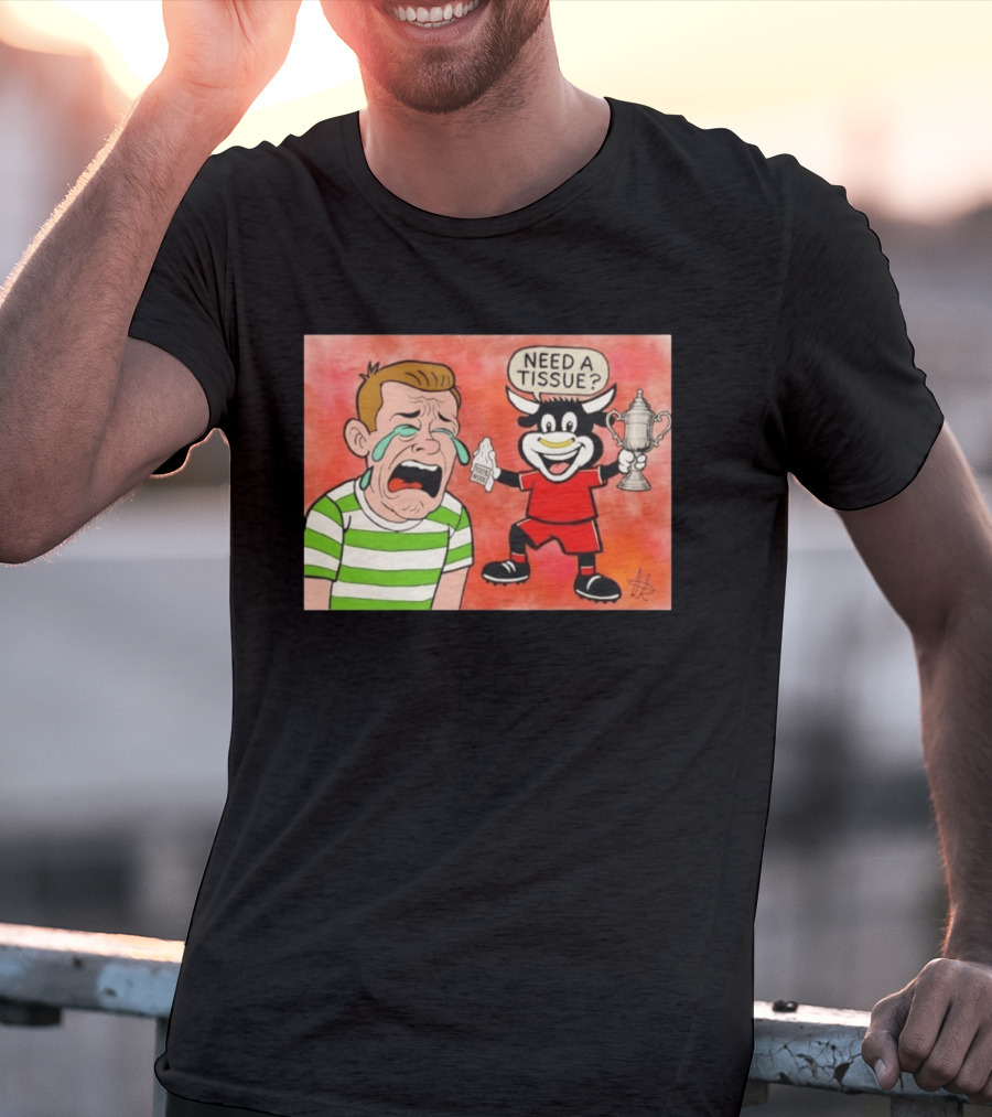 Need A Tissue Aberdeen FC Taunting Crying Celtic Cartoon Trophy T-Shirt