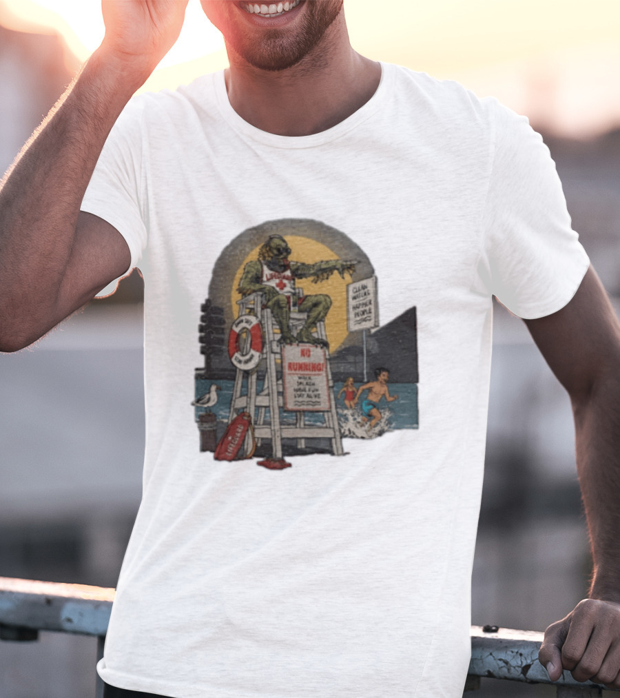 Lifeguard Creature No Running Walk Splash Stay Alive Clean Waters Happy People T-Shirt