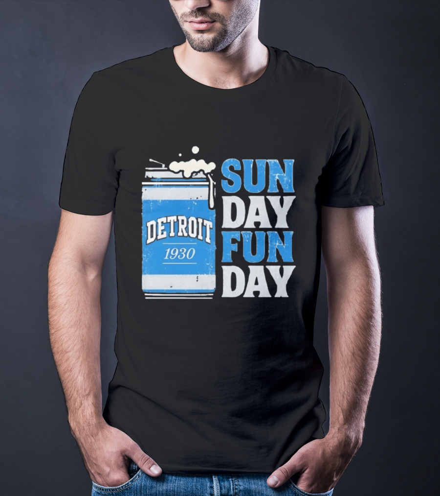 Detroit 1930 Beer Can Sun Day Fun Day Distressed T-Shirt