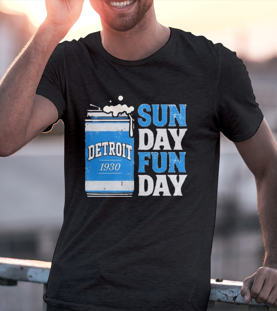 Detroit 1930 Beer Can Sun Day Fun Day Distressed T-Shirt