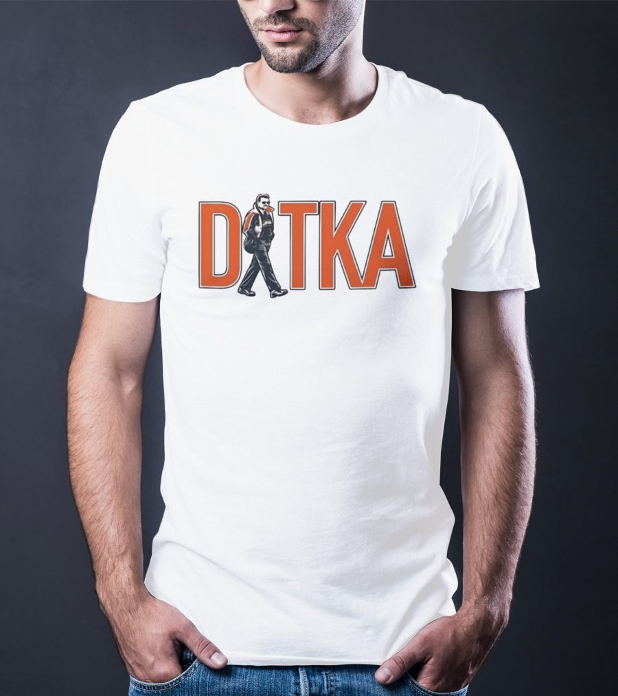 Mike Ditka Chicago Bears Ditka Wordmark Walking Sideline T-Shirt