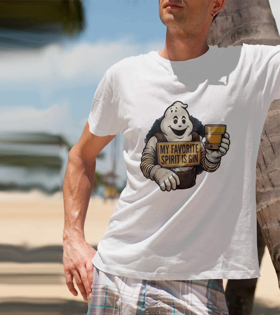 My Favorite Spirit Is Gin Ghost Character With Drink T-Shirt