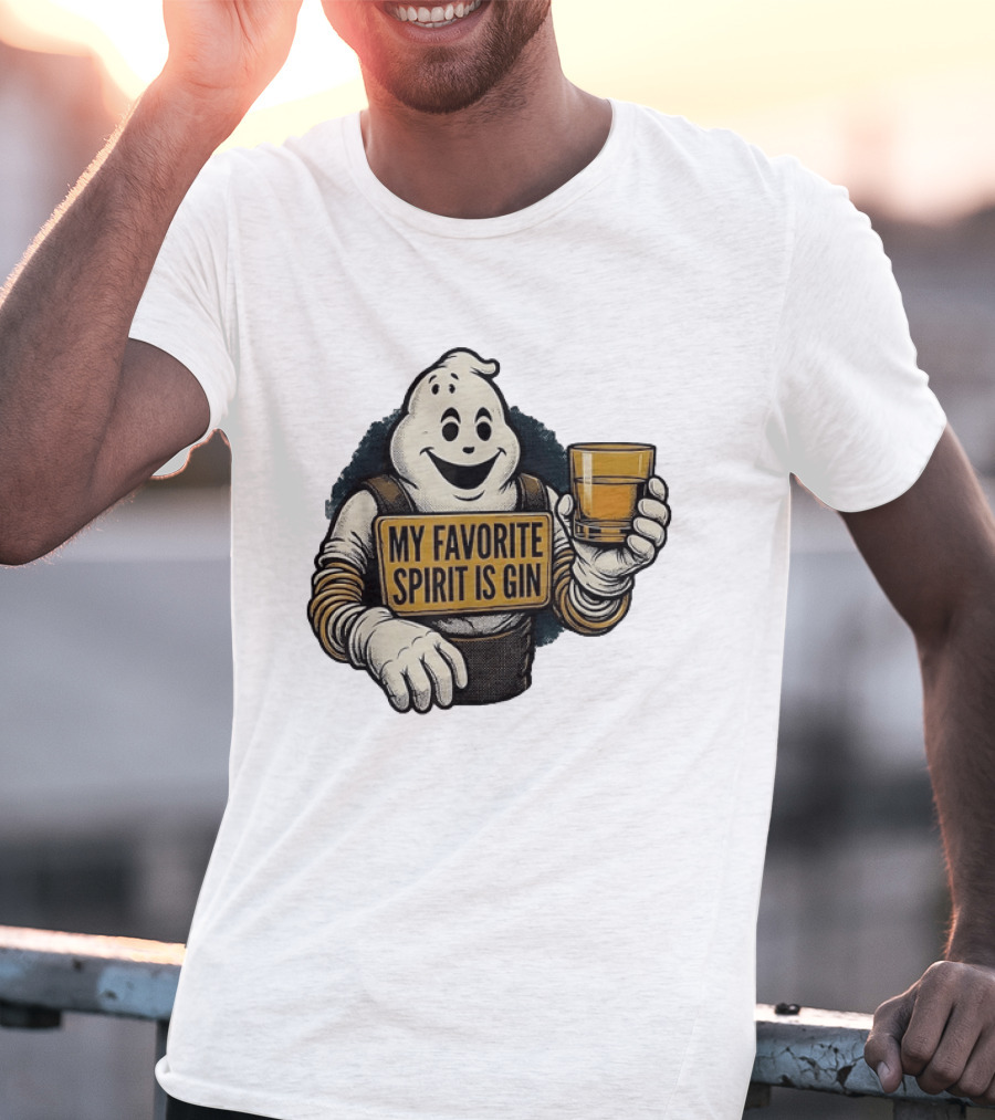 My Favorite Spirit Is Gin Ghost Character With Drink T-Shirt