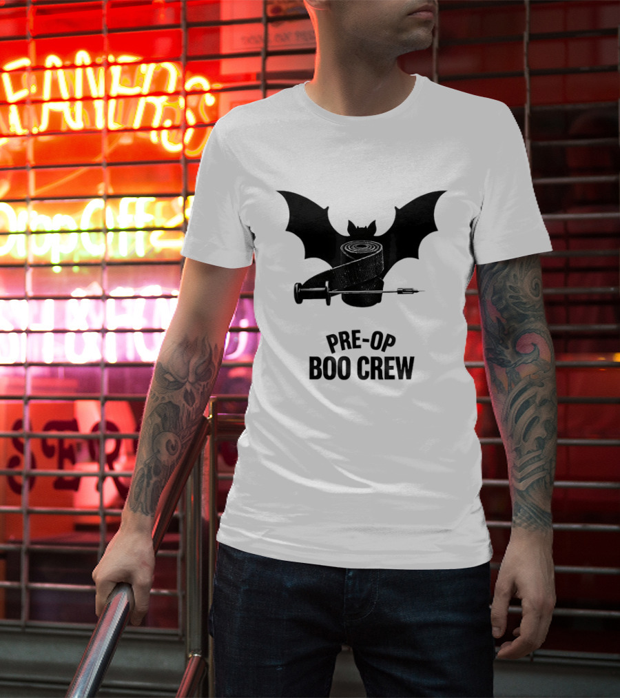 Halloween Pre Op Boo Crew Bat Syringe Nurse T-Shirt