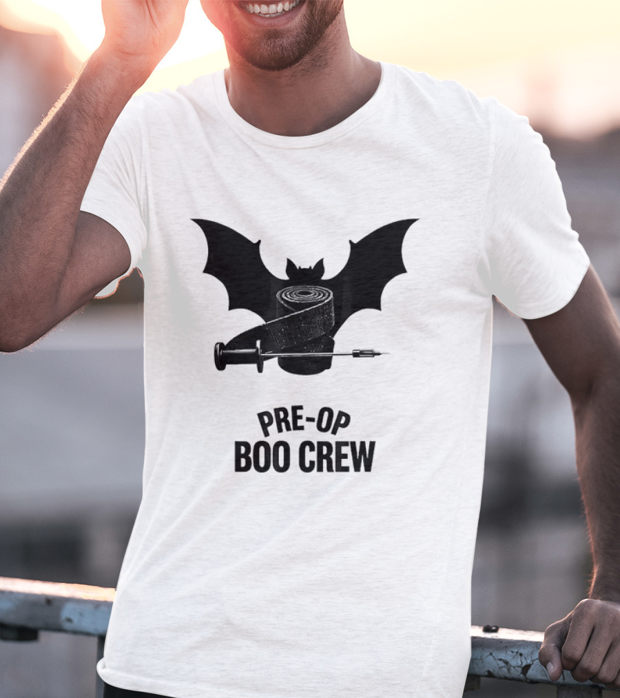 Halloween Pre Op Boo Crew Bat Syringe Nurse T-Shirt