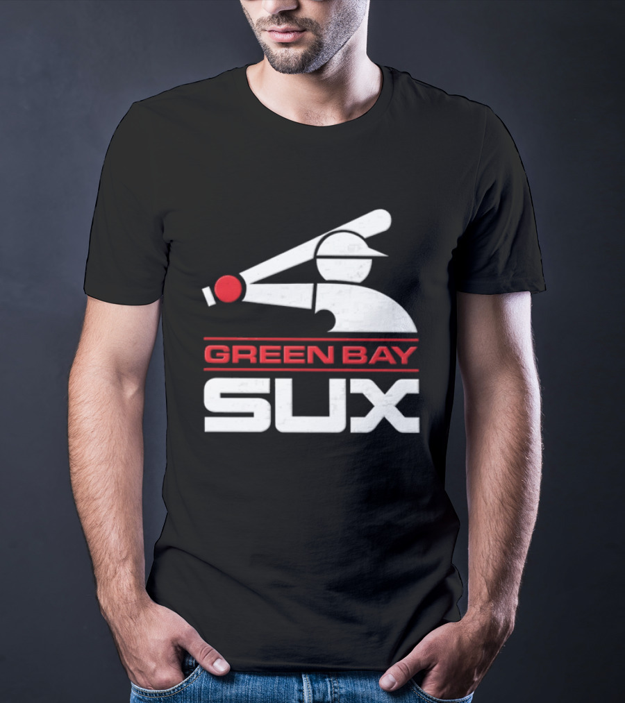 Green Bay Sux Chicago Political Baseball T-Shirt