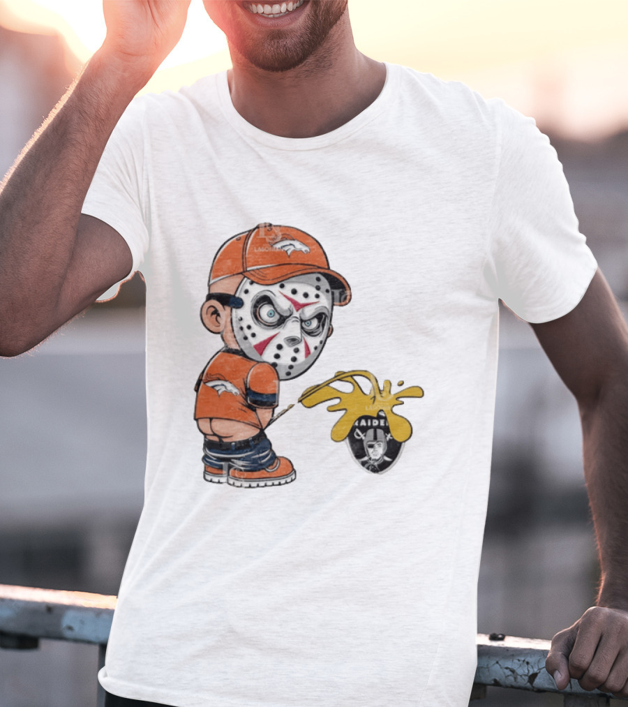 Denver Broncos Jason Voorhees Urinating On Las Vegas Raiders T-Shirt
