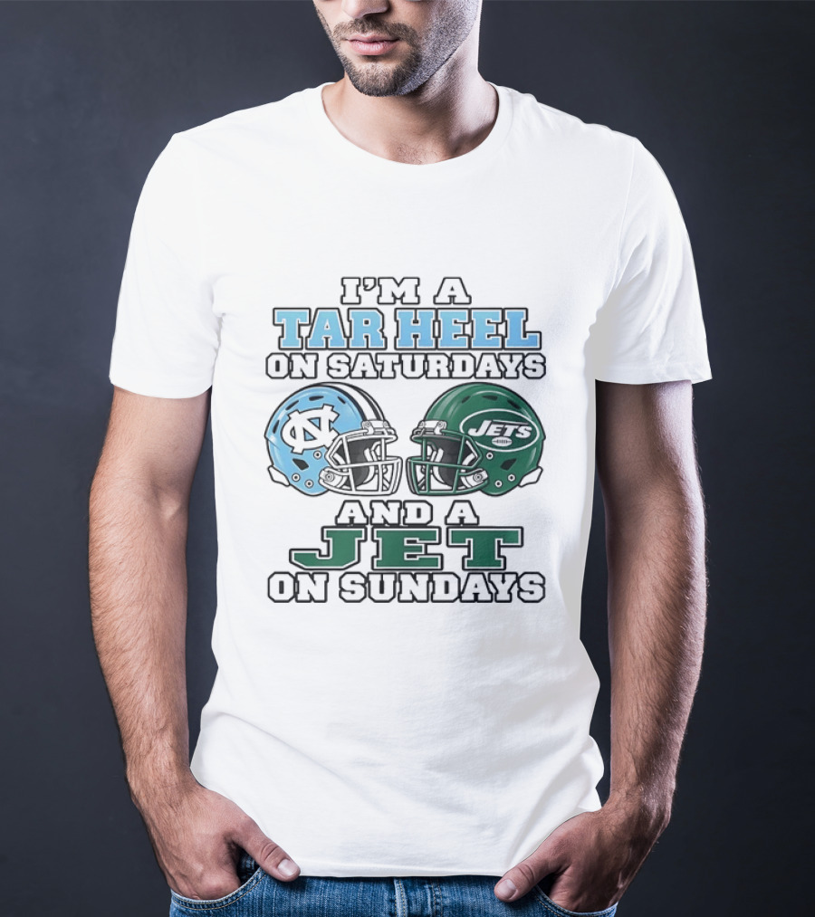 I'm A Tar Heel On Saturdays And A Jet On Sundays Football Helmets T-Shirt