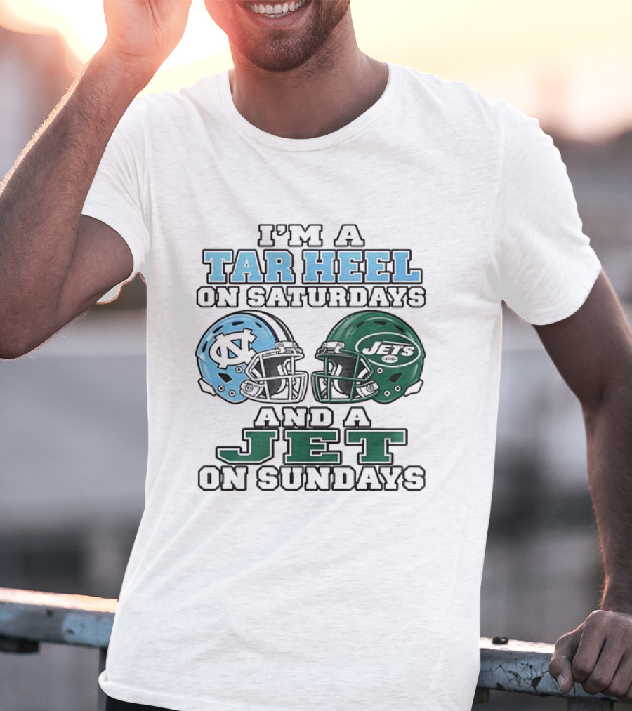 I'm A Tar Heel On Saturdays And A Jet On Sundays Football Helmets T-Shirt