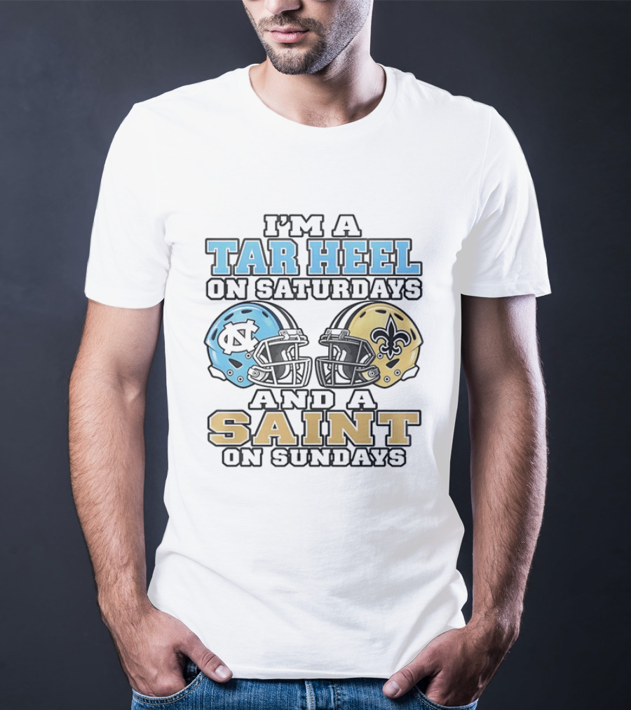 Tar Heel North Carolina Saturdays Saint Sundays Football Helmets T-Shirt