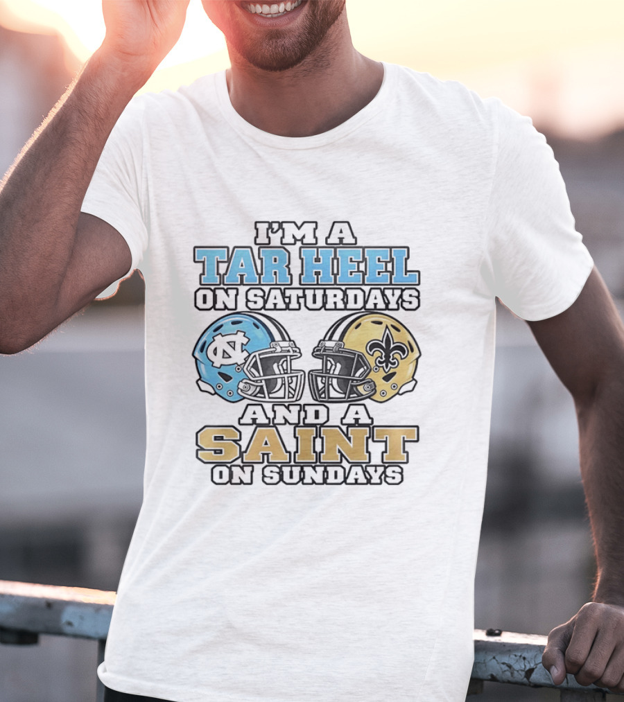 Tar Heel North Carolina Saturdays Saint Sundays Football Helmets T-Shirt