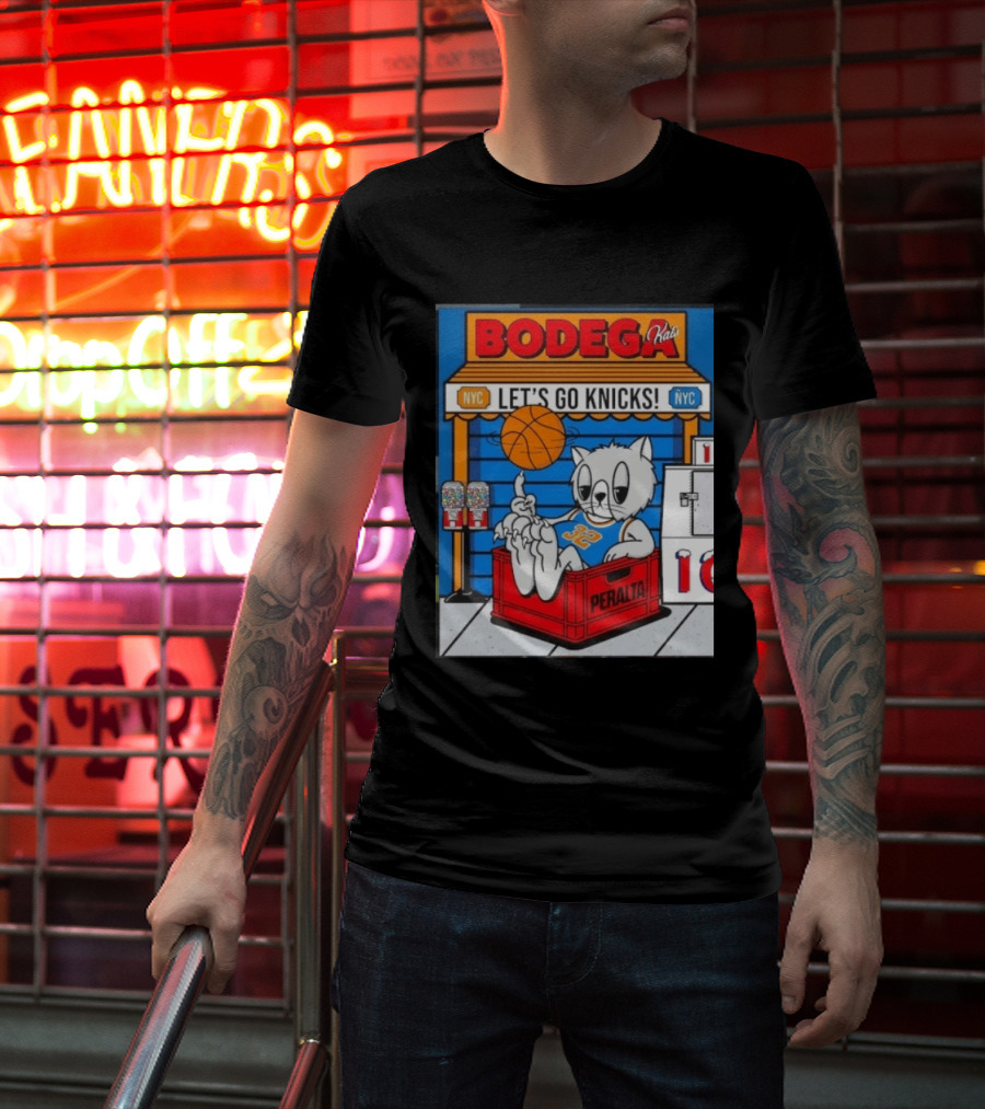 Bodega Kats NYC Let's Go Knicks No 32 Peralta Cat T-Shirt