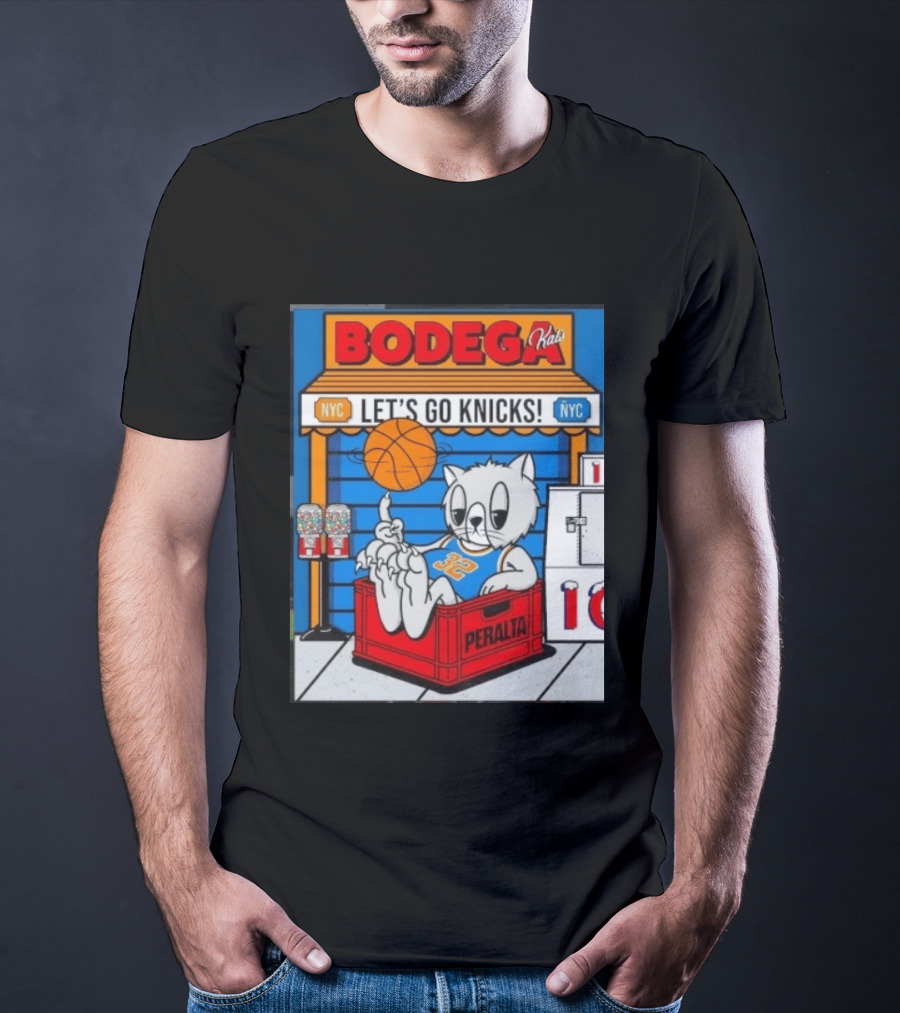 Bodega Kats NYC Let's Go Knicks No 32 Peralta Cat T-Shirt