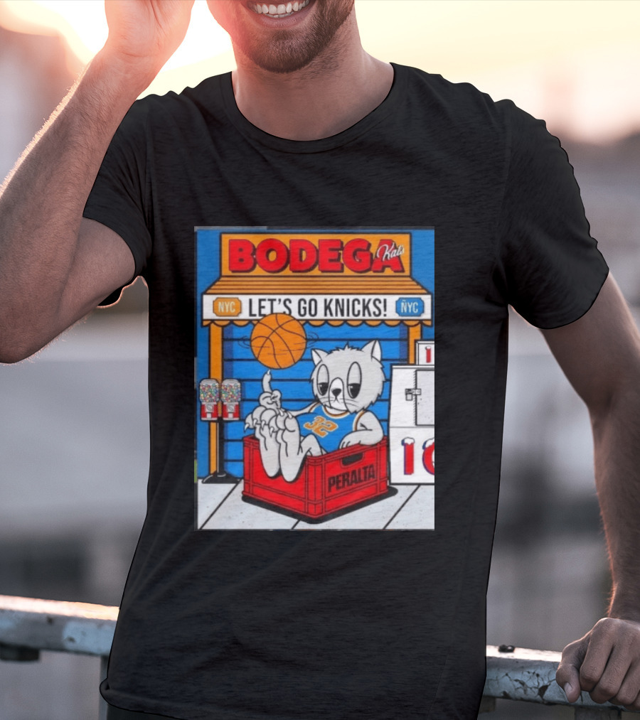 Bodega Kats NYC Let's Go Knicks No 32 Peralta Cat T-Shirt