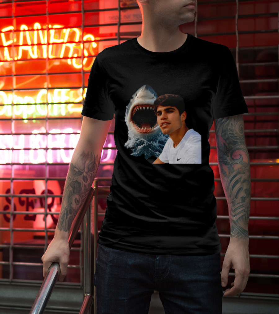 Carlos Alcaraz Smoking Shark Meme T-Shirt