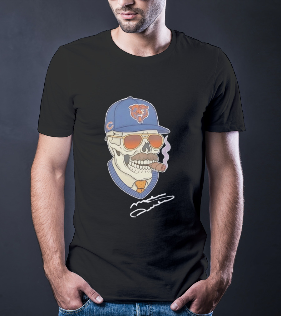 Mike Ditka Chicago Bears Skull Cigar Cap Mustache Sunglasses T-Shirt