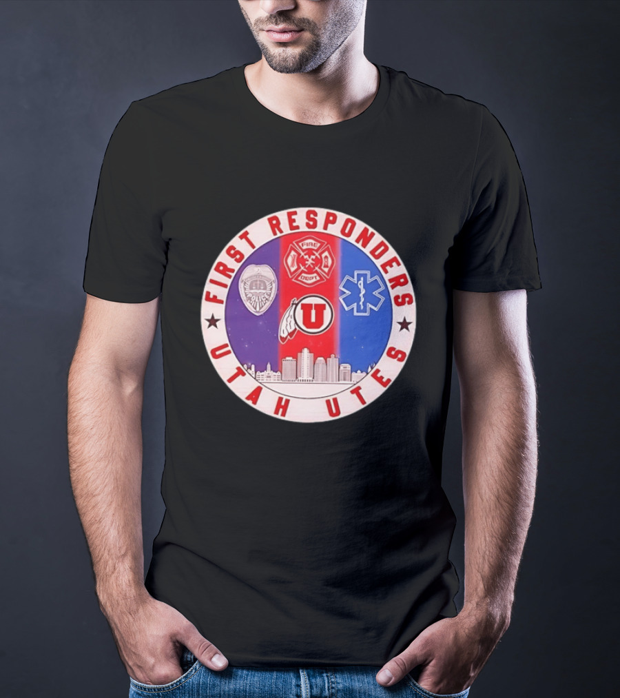 Utah Utes First Responders Police Fire EMT Skyline T-Shirt