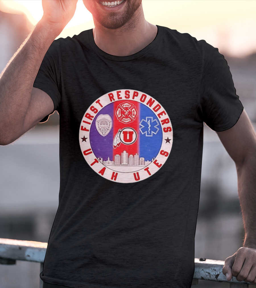Utah Utes First Responders Police Fire EMT Skyline T-Shirt