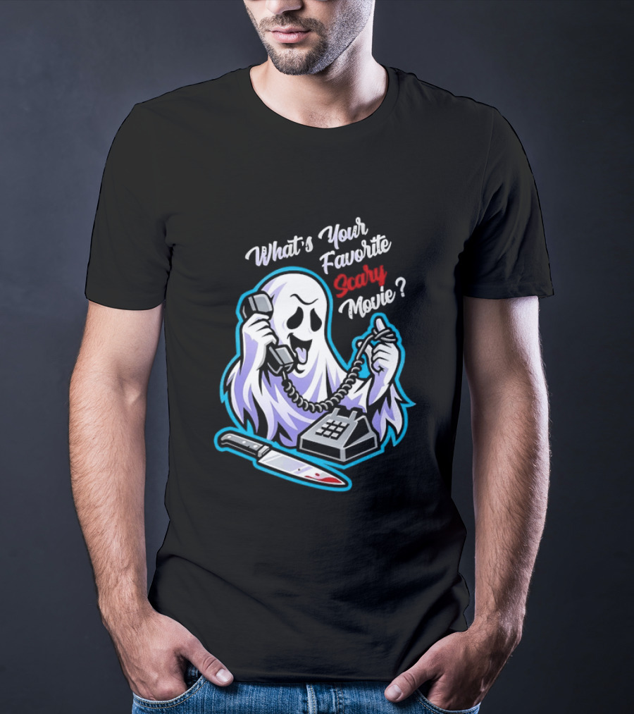 What's Your Favorite Scary Movie Ghost Scream Knife Phone T-Shirt