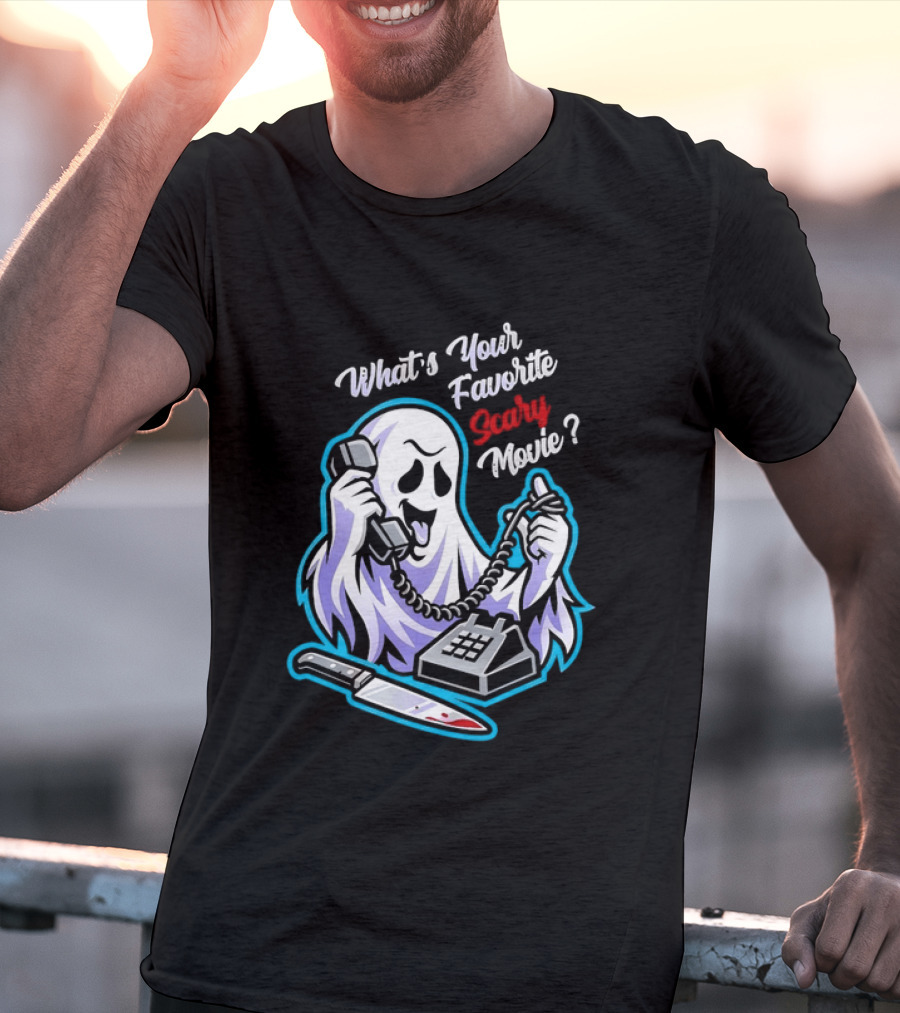 What's Your Favorite Scary Movie Ghost Scream Knife Phone T-Shirt