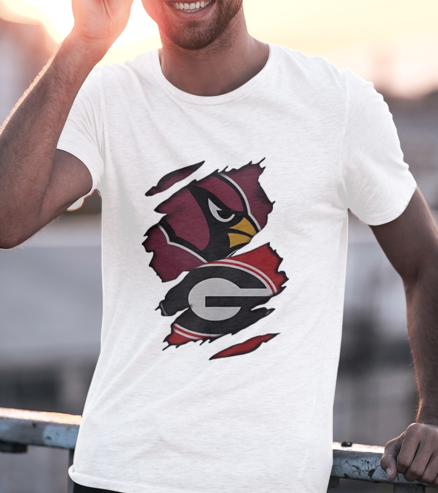 Arizona Cardinals Georgia Bulldogs Ripped Effect T-Shirt
