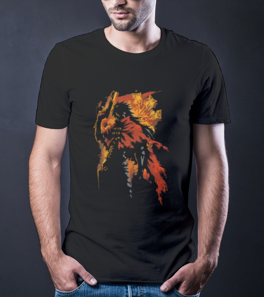 Hellsing Alucard Anime Red Cloak Gun Pose T-Shirt