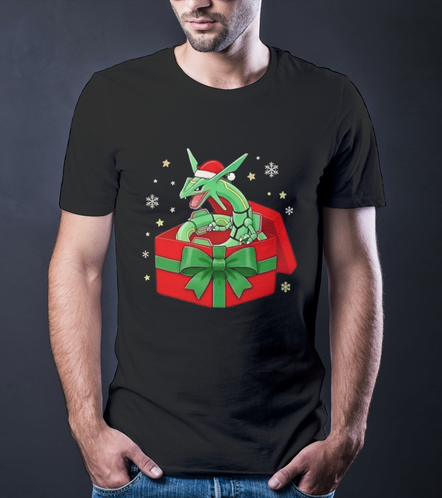 Rayquaza Christmas Box Pokémon Holiday Celebration T-Shirt