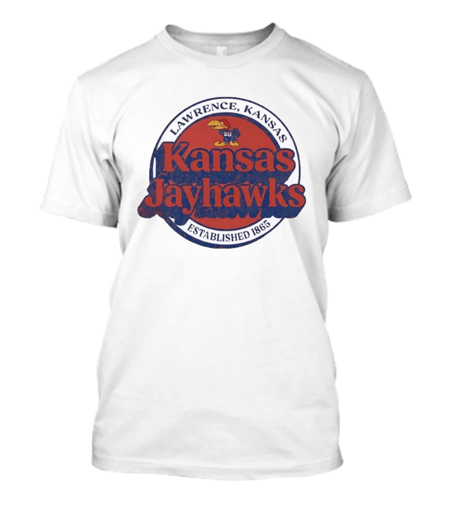 Lawrence Kansas Jayhawks KU Established 1865 Distressed T-Shirt