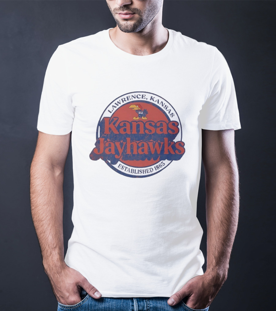 Lawrence Kansas Jayhawks KU Established 1865 Distressed T-Shirt