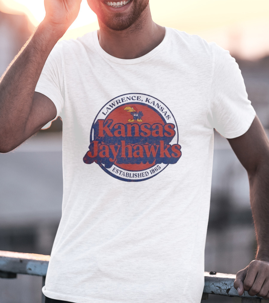 Lawrence Kansas Jayhawks KU Established 1865 Distressed T-Shirt