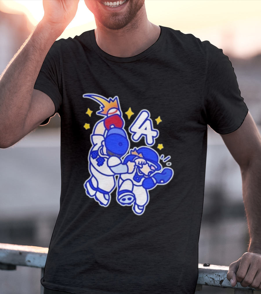 Shohei Ohtani Mookie Betts Cartoon LA Dodgers Baseball Clash T-Shirt