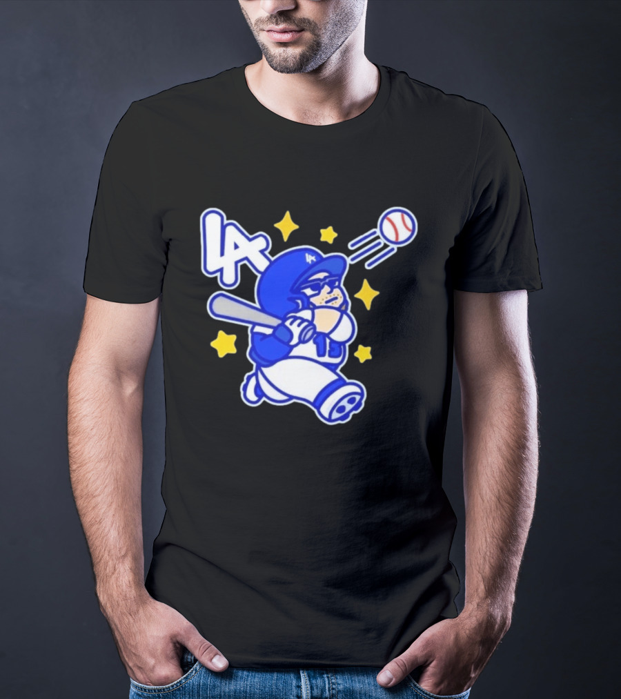 LA Dodgers No 15 Cartoon Player Baseball T-Shirt