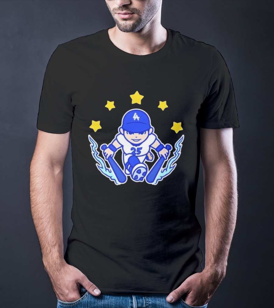 Shohei Ohtani LA Dodgers No 25 Chunkytani Tommy Two Hands Star Player T-Shirt