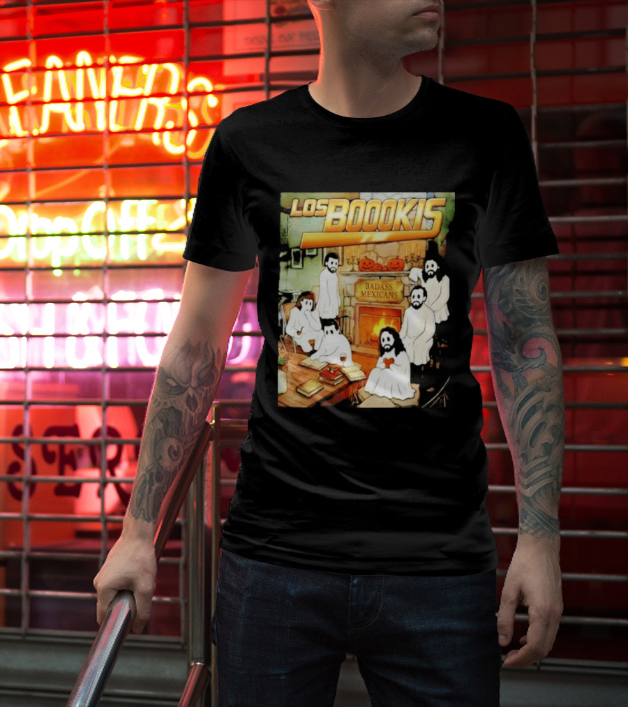 Los Boookis Badass Mexicans Marco Antonio Solis Halloween Fireplace Scene T-Shirt