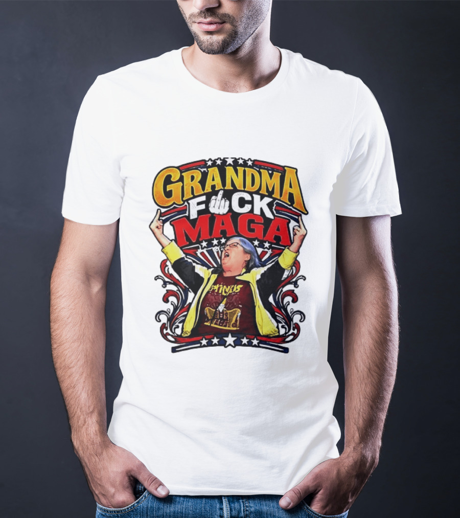 Grandma Fuck Maga Protest Middle Finger Gesture T-Shirt