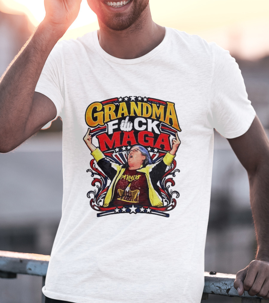 Grandma Fuck Maga Protest Middle Finger Gesture T-Shirt